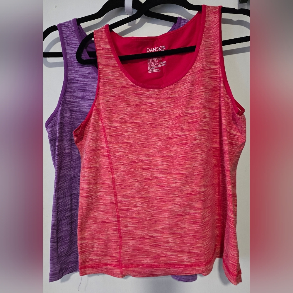 Set Of 2 Danskin Now Athletic Tops, Red/Purple, Size XXL/2X
